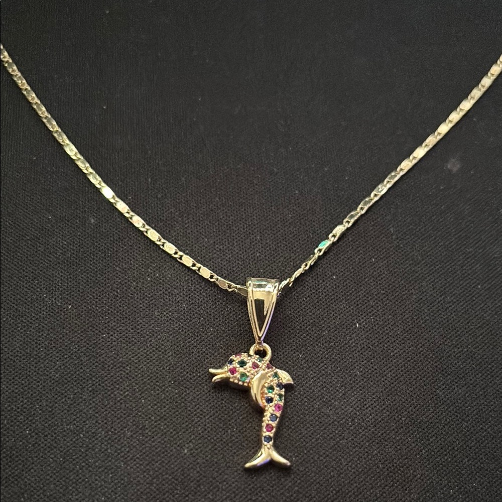 Gold Dolphin Pendant Necklace